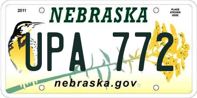 NE license plate UPA772
