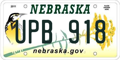 NE license plate UPB918