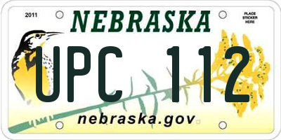 NE license plate UPC112