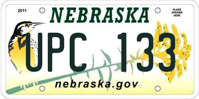 NE license plate UPC133