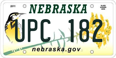 NE license plate UPC182