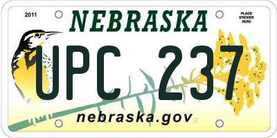 NE license plate UPC237