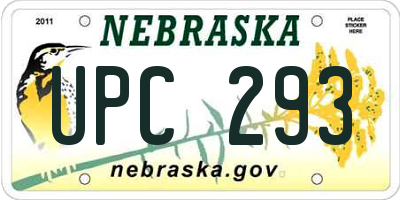 NE license plate UPC293