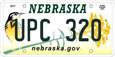 NE license plate UPC320