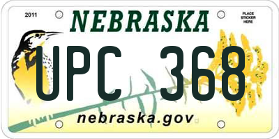 NE license plate UPC368