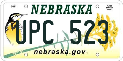 NE license plate UPC523