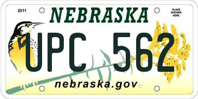 NE license plate UPC562