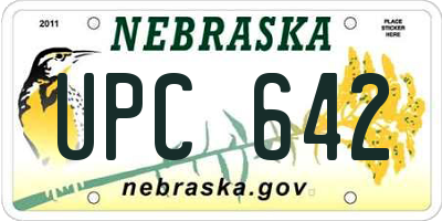 NE license plate UPC642