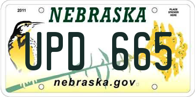NE license plate UPD665