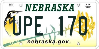 NE license plate UPE170