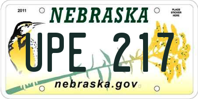 NE license plate UPE217