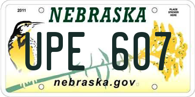 NE license plate UPE607