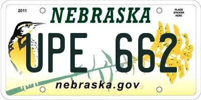 NE license plate UPE662
