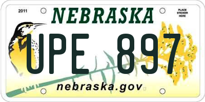 NE license plate UPE897