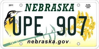 NE license plate UPE907