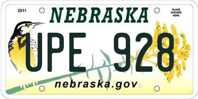 NE license plate UPE928