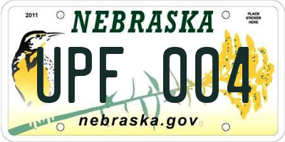 NE license plate UPF004