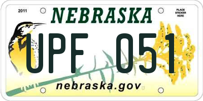NE license plate UPF051