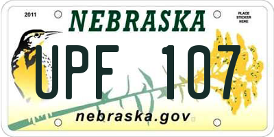 NE license plate UPF107
