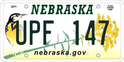 NE license plate UPF147