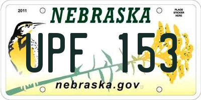 NE license plate UPF153