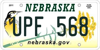 NE license plate UPF568