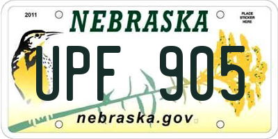 NE license plate UPF905