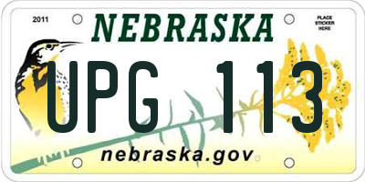 NE license plate UPG113