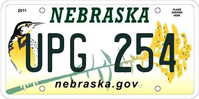 NE license plate UPG254