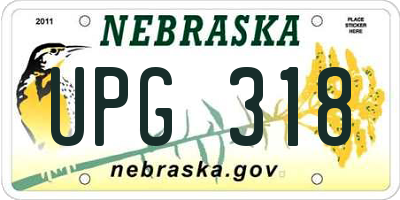 NE license plate UPG318