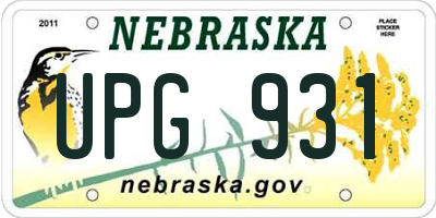 NE license plate UPG931