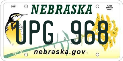 NE license plate UPG968