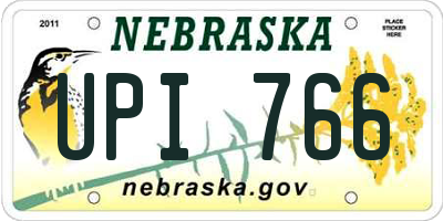 NE license plate UPI766
