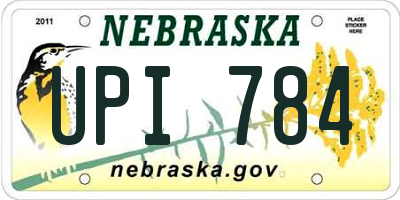 NE license plate UPI784