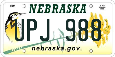 NE license plate UPJ988