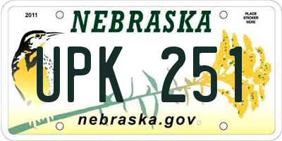 NE license plate UPK251