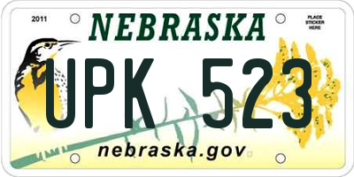 NE license plate UPK523