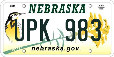 NE license plate UPK983