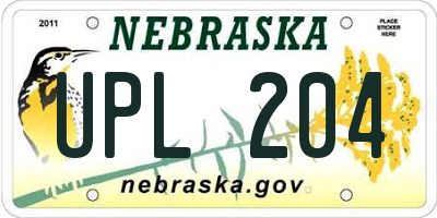 NE license plate UPL204