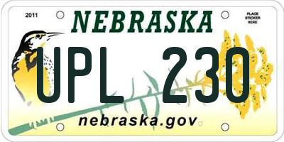 NE license plate UPL230