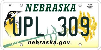 NE license plate UPL309