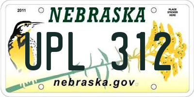 NE license plate UPL312