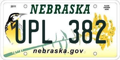 NE license plate UPL382