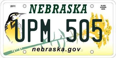 NE license plate UPM505