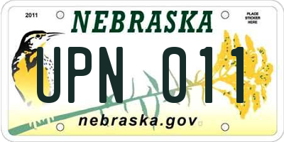 NE license plate UPN011