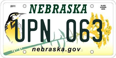 NE license plate UPN063