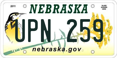 NE license plate UPN259