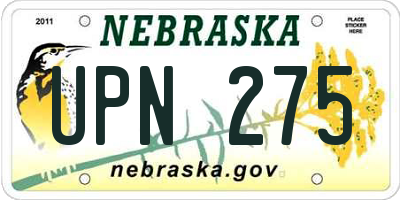 NE license plate UPN275