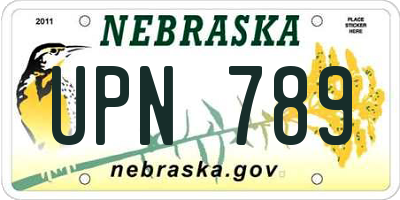 NE license plate UPN789