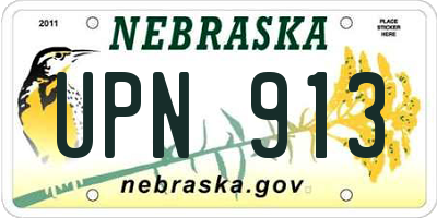 NE license plate UPN913